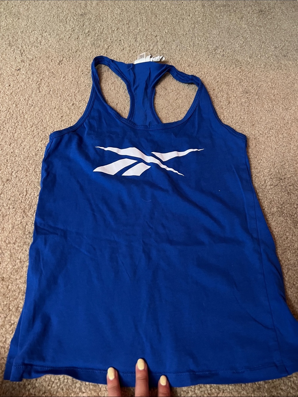 Reebok Blue Racerback Tank with White Logo